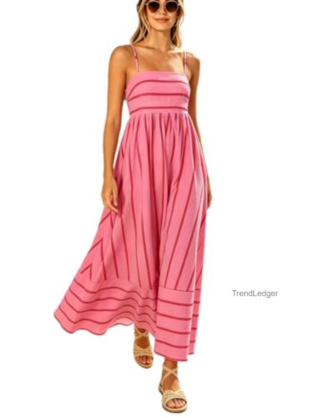 Striped Maxi Sundress Spaghetti Strap Back Smocked Cut Out A-Line